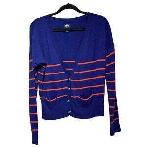 American Eagle Long Sleeve Striped Sweater Cardigan Blue orange Women's Size L‎